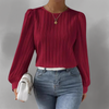 Elevelle™ - Elegant Plisserad Blus med Långa Ärmar