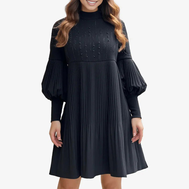 Avelyn™ - Elegant Plisserad Klänning med Lykthylsor för Damer