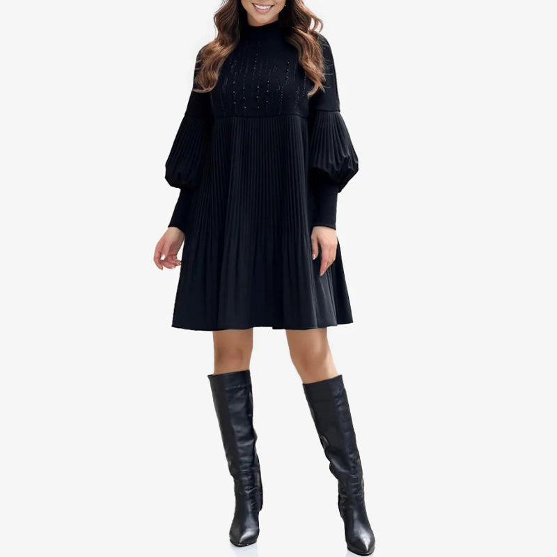 Avelyn™ - Elegant Plisserad Klänning med Lykthylsor för Damer