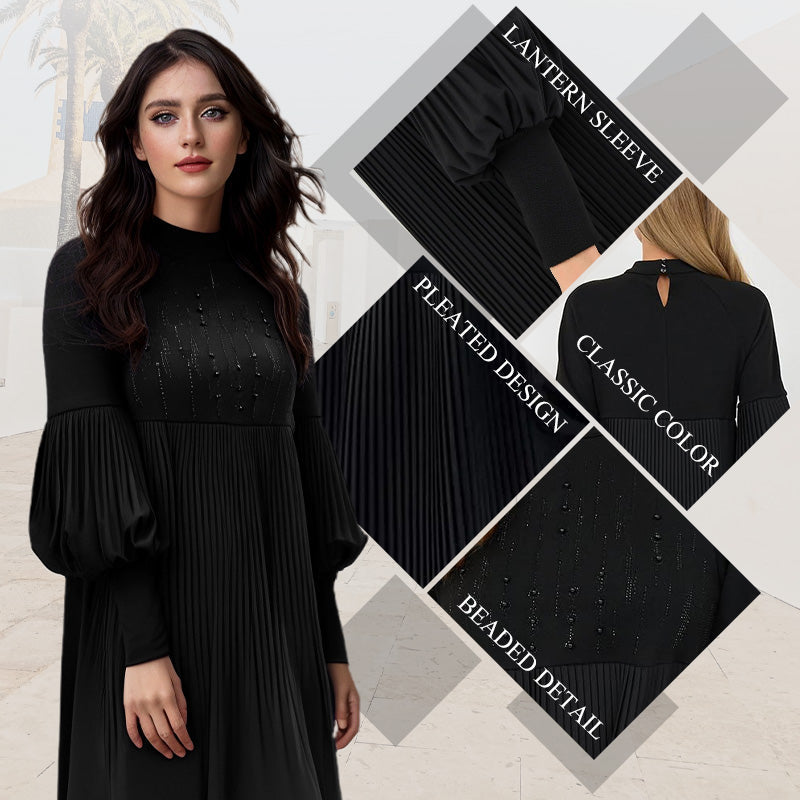 Avelyn™ - Elegant Plisserad Klänning med Lykthylsor för Damer