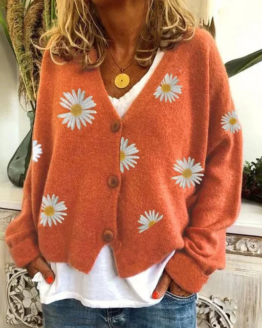 Fiorine™ - Broderad Stilren Kofta med Prästkragar
